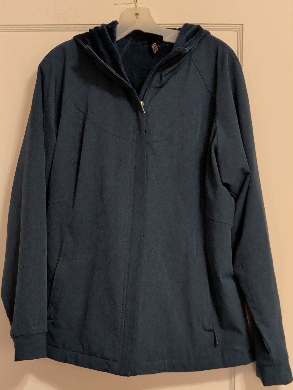 Women's Kirkland Signature Navy Blue Hooded Lined Bomber Jacket Size Large EUC